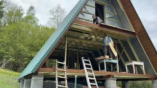Building a Dream Balcony in the Mountains ️ | DIY Cabin & Fire-Grilled Village Meals 