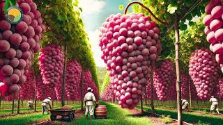 Japanese Farmers Harvest Expensive Grapes This Way - Japanese Grape Farm | Farming Documentary