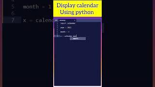 Display calendar using python #python #pythontutorial #coding #shorts