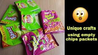 2 Unique crafts out of empty chips packets | Reuse of empty packets | Best out of waste craft