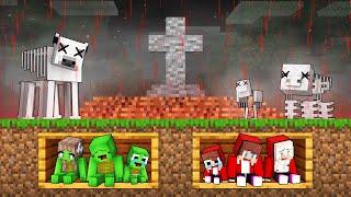 JJ and Mikey Family Buried Alive in DEADLY BLOOD RAIN in Minecraft - Maizen