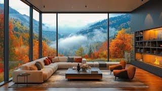 Soft Jazz In A Warm Luxury Living Room - October Jazz Instrumentals & Crackling Fireplace Sounds