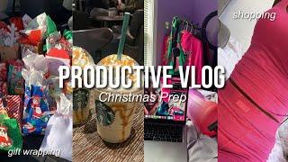 PRODUCTIVE VLOG | *getting ready for christmas* as a sahm , gift wrapping, christmas shopping +