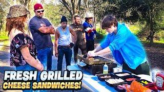 Making Stuffed Grilled Cheese Sandwiches For Homeless People!