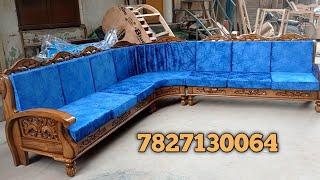 teak wood corner sofa set || l shape sofa set design with prince || l shape sofa design ||