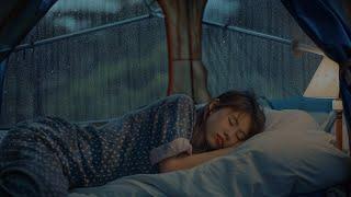 Sleep easily in the tent! Sound of rain in the tent in the forest with thunder to sleep all night