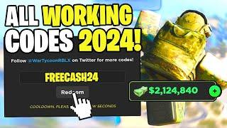 *NEW* ALL WORKING CODES FOR WAR TYCOON IN 2024! ROBLOX WAR TYCOON CODES