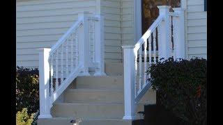 Vinyl Railing Attached To Concrete Patio & Stairs