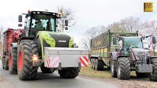 Energieholz häckseln - Claas Xerion 4000 Holzhacker Eschlböck Biber wood chipper Fendt 916 + 724