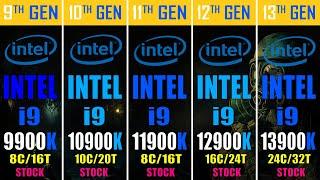 i9 9900K vs i9 10900K vs i9 11900K vs i9 12900K vs i9 13900K || PC GAMES TEST ||