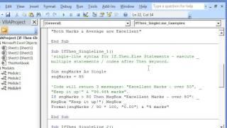 Excel VBA If..Then..Else Single Line Statement, Else If & multiple statements in single-line syntax