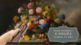 TV Art Screensaver. OLED* friendly 4K Frame TV Hack. Vintage Style Moody Summer Florals. 4 hours.