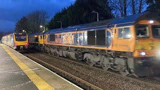 3 locos, all named, 2 DMU’s crossover, with 60 containers, phew! Lea Road 7/1/2025