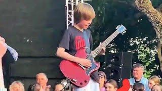 10 Year-Old Jake Asked to Play Guitar with a Rock Band...