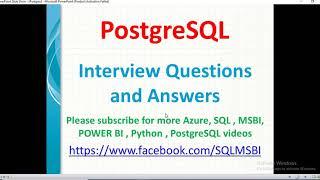 PostgreSQL Interview Questions and Answers | Postgresql faq