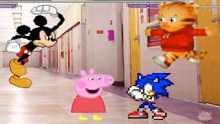 YOU SHOULD WATCH THIS | MICKEY MOUSE & PEPPA PIG FIGHTS SONIC & DANIEL TIGER | RACE TO 3 WINS