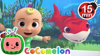 Colorful Baby Sharks | 15 MIN LOOP | CoComelon Animal Time | Nursery Rhymes