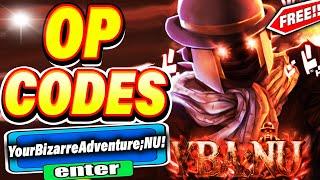 ALL NEW *SECRET CODES* IN ROBLOX YOUR BIZARRE ADVENTURE : NU   (roblox Your Bizarre Adventure: NU )