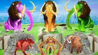 10 Monster Lion Mammoths vs Giant Wolf Fight Baby Elephant Rescue By Woolly Mammoth Animal Fights