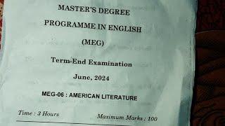 MEG 06 || American Literature || June 2024 Question Paper || Term End examination