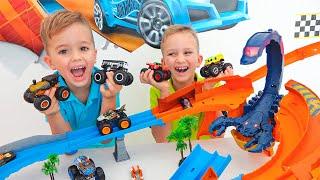 Влад и Ники коллекционируют игрушечные машинки | Монстр-траки Hot Wheels