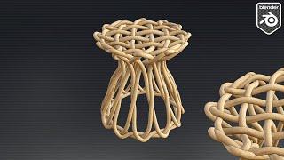 Blender Tutorial - How to Model a Wicker Cylinder Stool with Curve Knots