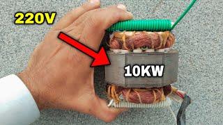 How to make 220v electric  fuel less 10kw generator at home  using washing machine motor