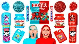 Tantangan Warna Merah vs Biru | Pertempuran Makanan Epik CRAFTooNS Challenge