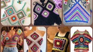 summer crochet  croptop/Granny square crop top/ colorful crochet festival croptop,crop top