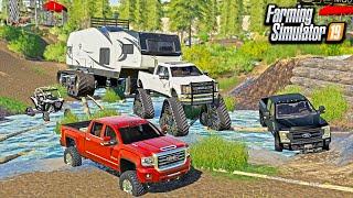 MUDDING WITH TRACKED FORDZILLA, F-250 TREMOR & RAZOR! (HILL CLIMB) | FARMING SIMULATOR 2019
