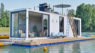 Shipping container house. Houseboat