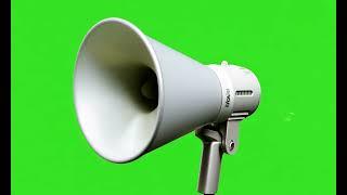 Spinning White Megaphone on Solid Green Background – Unique Visual Effect