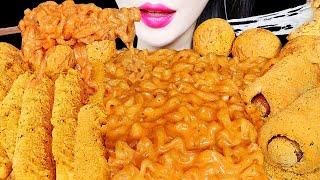 ASMR CHEESY CARBO FIRE NOODLE, CHICKEN, CHEESE BALL EATING SOUNDS NO TALKING MUKBANG