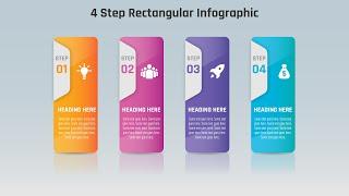 4.Adobe Illustrator Graphic Design Tutorial- 4 Step Rectangular Infographic | Step By Step Process