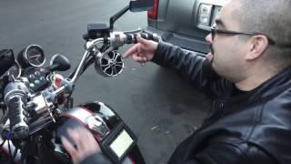 Frankie Tries Out The New Hawk Tech Motorcycle Speakers at LeatherUp