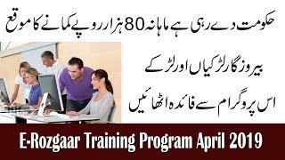 E-Rozgaar Program April 2019 | گورنمنٹ کی طرف سے سٹوڈنٹ کے لیے ٹریننگ پروگرام کا آغاز