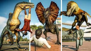 Human hunting and Eating Animations of All Dinosaurs & Pterosaurs + " Funny Rag dolls " | JWE 2