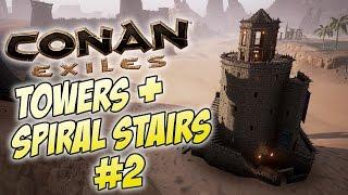 Conan Exiles - Round Tower Tutorial / How to Build Towers With Winding Spiral Stairs - Part 2