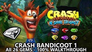 Crash Bandicoot 1 (N.Sane Trilogy) - 100% Full Game Walkthrough - All 26 Gems (Colored Gems & Keys)