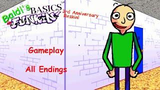 Baldi's Basics In Funkin' 3rd Anniversary Reskin Gameplay All Endings + Gifts (Baldi's Basics Mod)