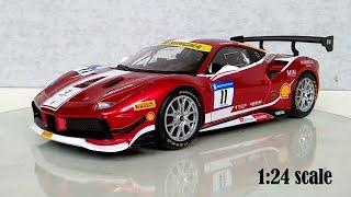 Ferrarri 488 Challenge (red) 1:24 Scale bburago Diecast Car Close Up (Track Edition)