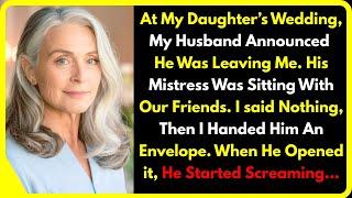 My Husband Announced he Was Leaving Me At Our Daughter's Wedding, But Started Screaming When I...