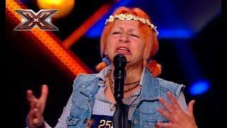 An elderly hippie woman struck X Factor judges with a strange indie song