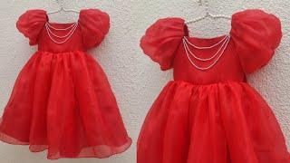 puff sleeve frock cutting and stitching/5 to 6 year baby frock/Raglan sleeve frock/ balloon sleeve