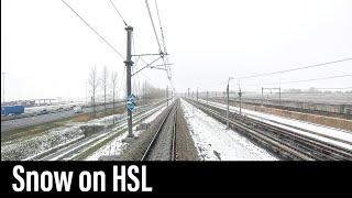 Train Cab Ride NL / Snow HSL / Breda - Amsterdam / TRAXX Intercity / Jan 2019