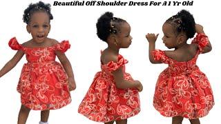 HOW TO CUT AND SEW BABY OFF SHOULDER DRESS| EASY CUTTING AND STITCHING TUTORIAL