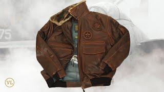 Лётная кожаная куртка Top Gun Jolly Rogers brown Art.322