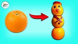 Creative food for Christmas | Christmas food ideas - How to make Orange Snowman | fruit artist