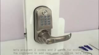 ASTC PW8015 how to install the keypad door lock and how to program it to set password user and card