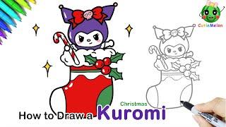 儿童简笔画圣诞酷洛米How to Draw A Cute Christmas Kuromi Stockings|Funny Christmas Arts|Easy Drawings for kids